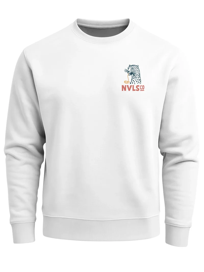 Sweatshirt Herren Pullover mit Backprint Eat Pasta Run Fasta Food Spaghetti Grafik Leopard Retro Streetwear Fashion