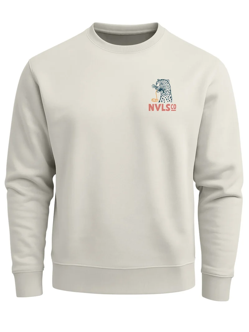 Sweatshirt Herren Pullover mit Backprint Eat Pasta Run Fasta Food Spaghetti Grafik Leopard Retro Streetwear Fashion