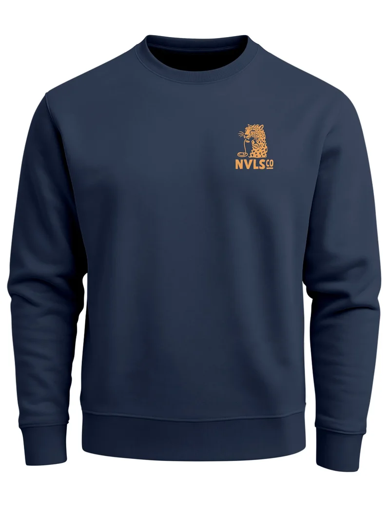 Sweatshirt Herren Pullover mit Backprint Eat Pasta Run Fasta Food Spaghetti Grafik Leopard Retro Streetwear Fashion