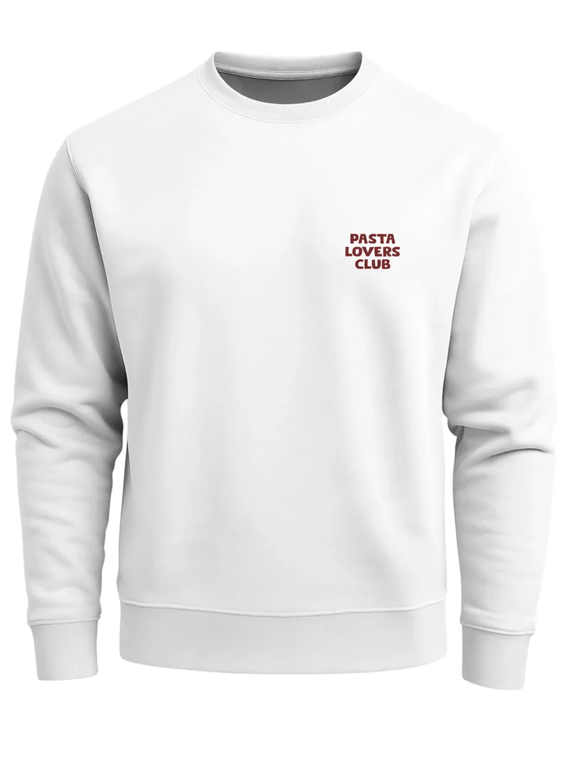 Sweatshirt Herren Pullover mit Backprint More Spaghetti Less Regretti Spruch Food Katze Funny Streetwear