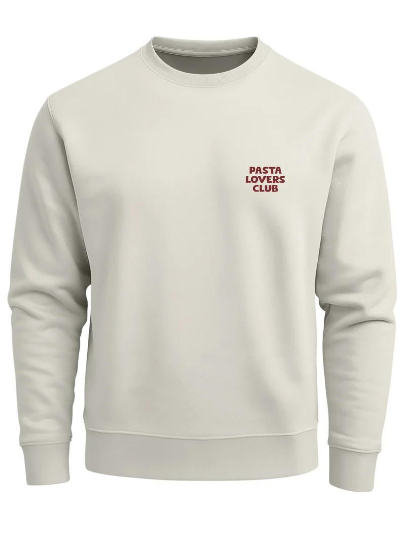 Sweatshirt Herren Pullover mit Backprint More Spaghetti Less Regretti Spruch Food Katze Funny Streetwear