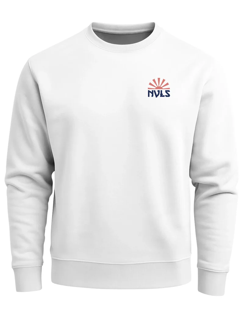 Sweatshirt Herren Pullover mit Backprint Tokyo Schriftzeichen und Kanagawa Welle Illustration Fashion Streetwear
