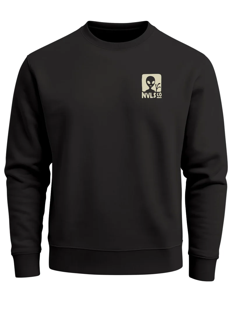 Sweatshirt Herren Pullover mit Backprint UFO Waschbär Retro Fund Design Fotoprint Fashion Streetwear