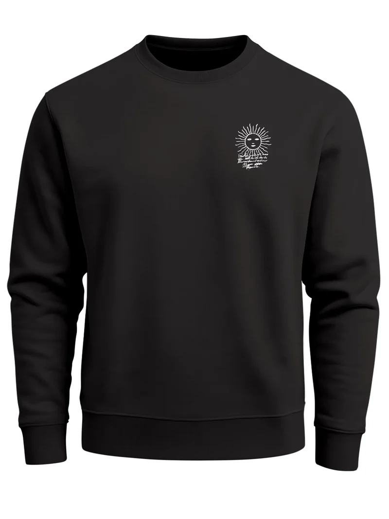 Sweatshirt Herren Pullover mit Backprint Point North Kompass Backprint Adventure Streetwear Design Fashion Männer
