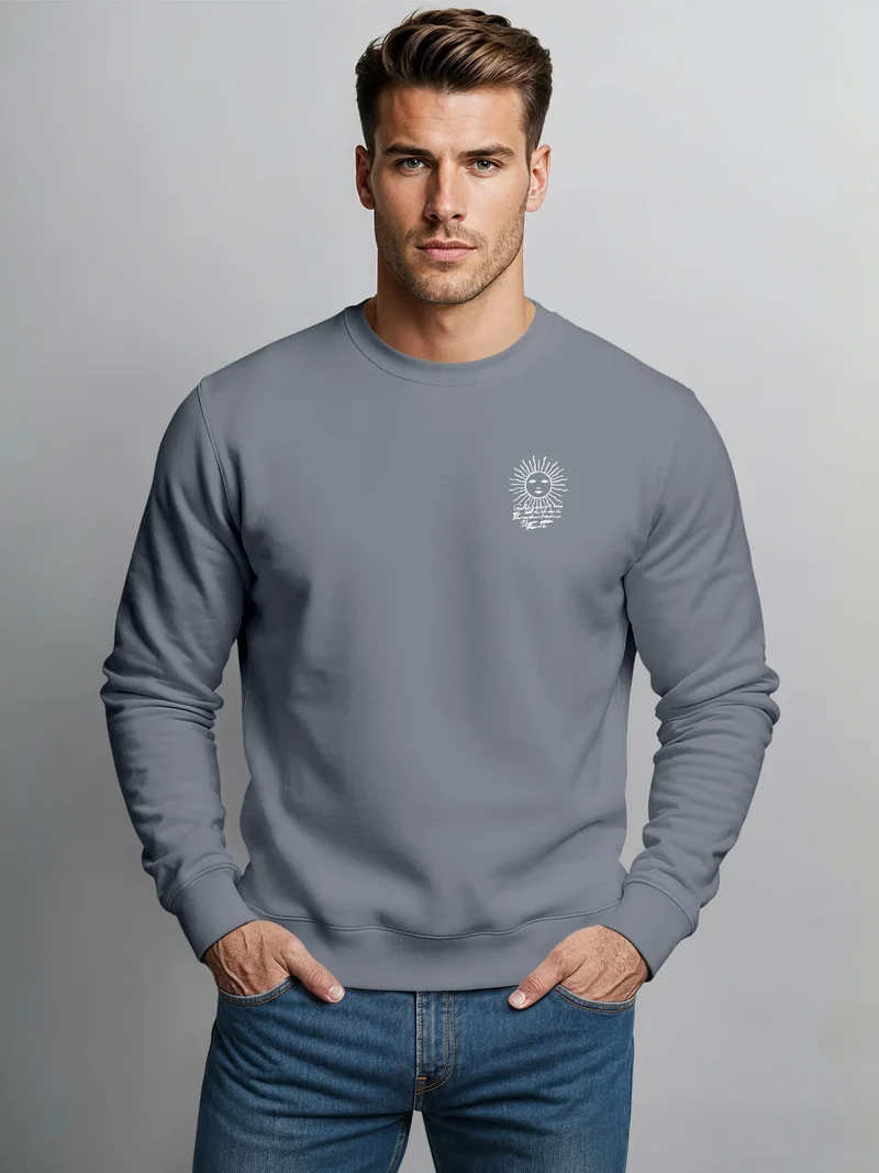 Sweatshirt Herren Pullover mit Backprint Point North Kompass Backprint Adventure Streetwear Design Fashion Männer