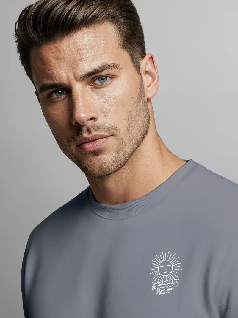 Sweatshirt Herren Pullover mit Backprint Point North Kompass Backprint Adventure Streetwear Design Fashion Männer