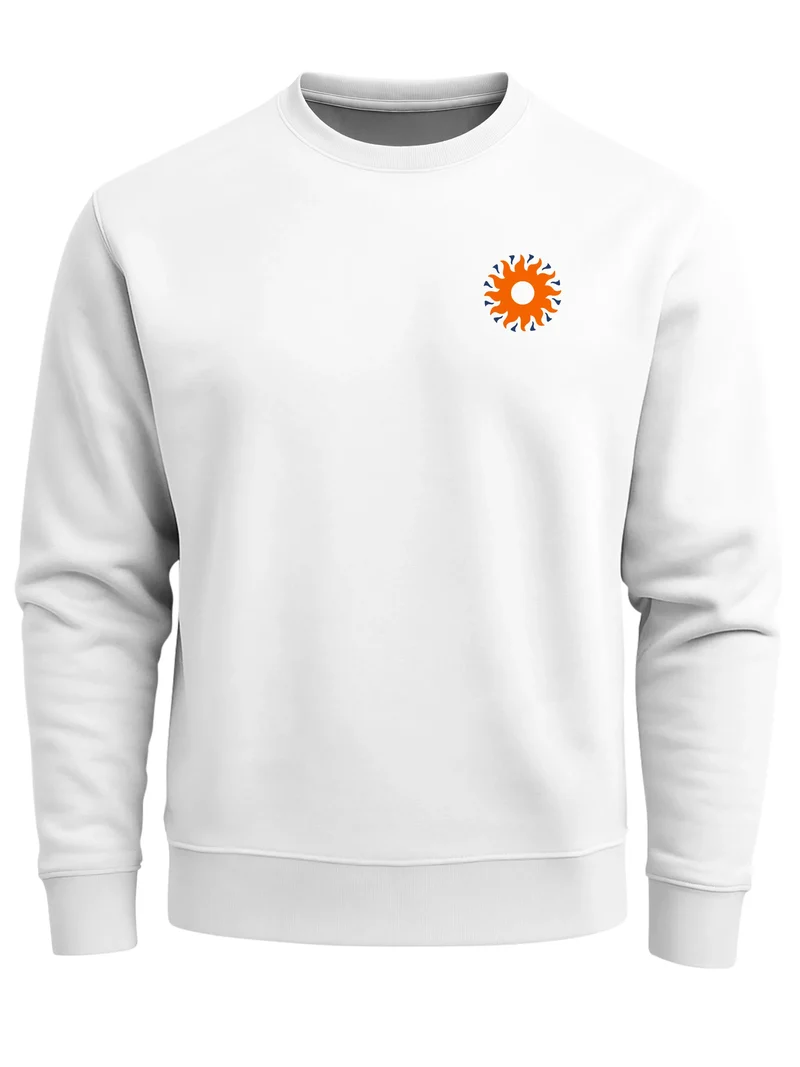 Sweatshirt Herren Pullover mit Backprint Freed by Nature Sonnenmotiv mit Retro-Schriftzug Outdoor Streetwear Fashion