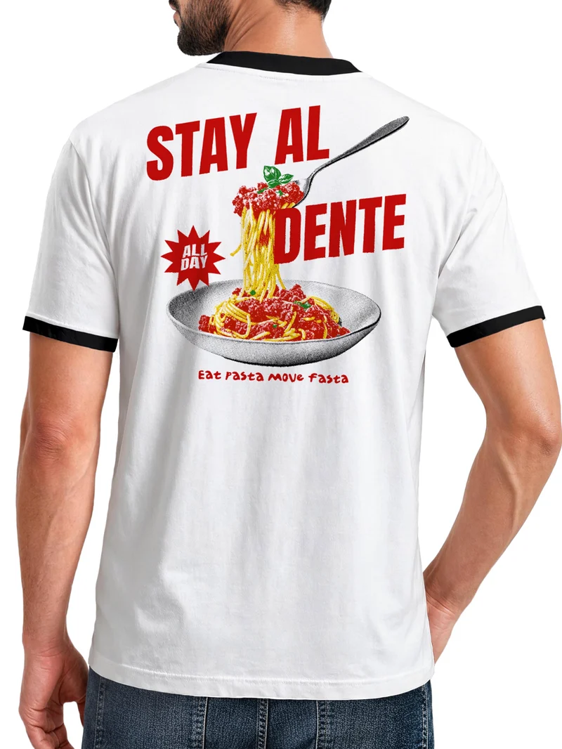 Herren T-Shirt Retro Kontrastbund - Design - Printshirt im Vintage-Look
