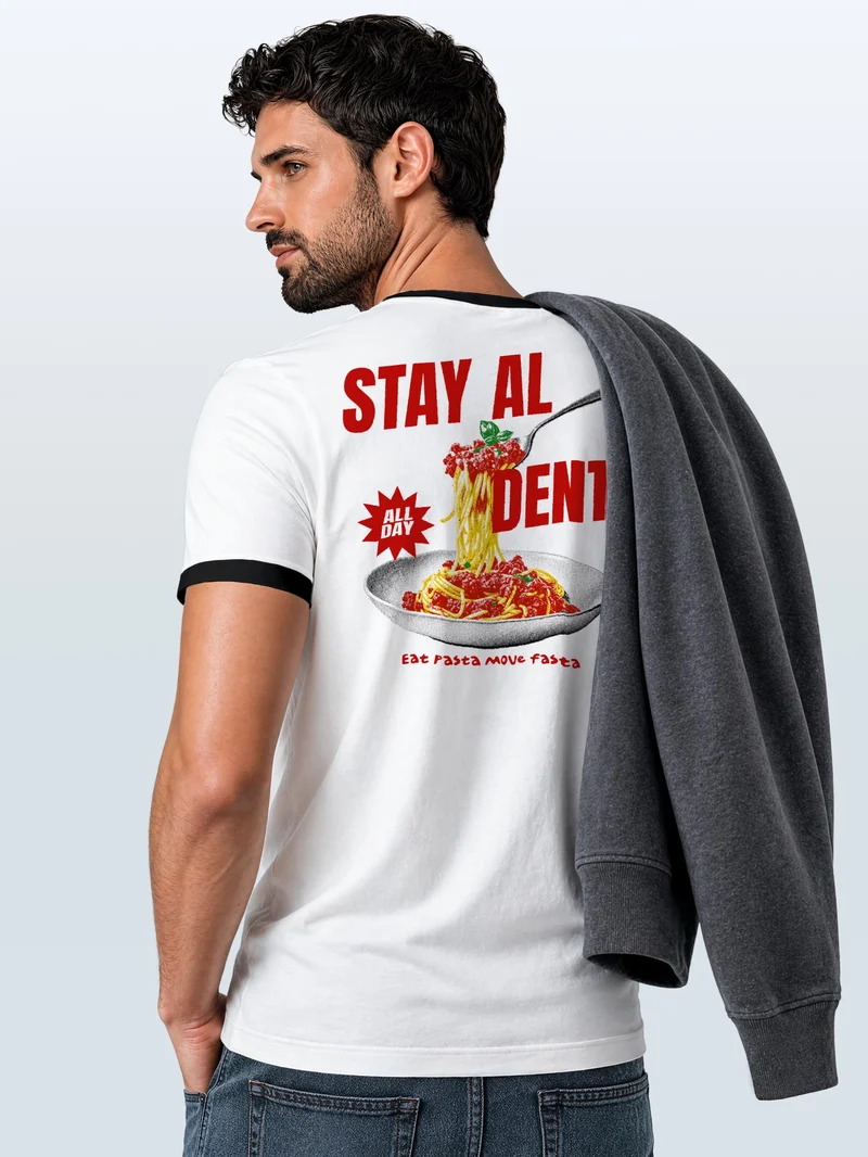 Herren T-Shirt Retro Kontrastbund - Design - Printshirt im Vintage-Look