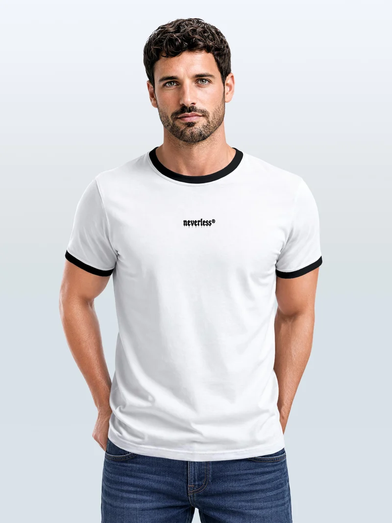 Herren T-Shirt Retro Kontrastbund - Design Graffiti Wings - Printshirt im Vintage-Look