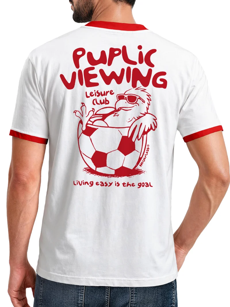 Herren T-Shirt Retro Kontrastbund - Soccer Public Viewing - Printshirt im Vintage-Look