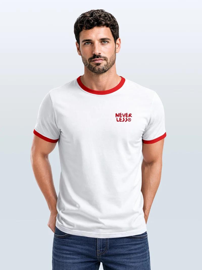 Herren T-Shirt Retro Kontrastbund - Soccer Public Viewing - Printshirt im Vintage-Look