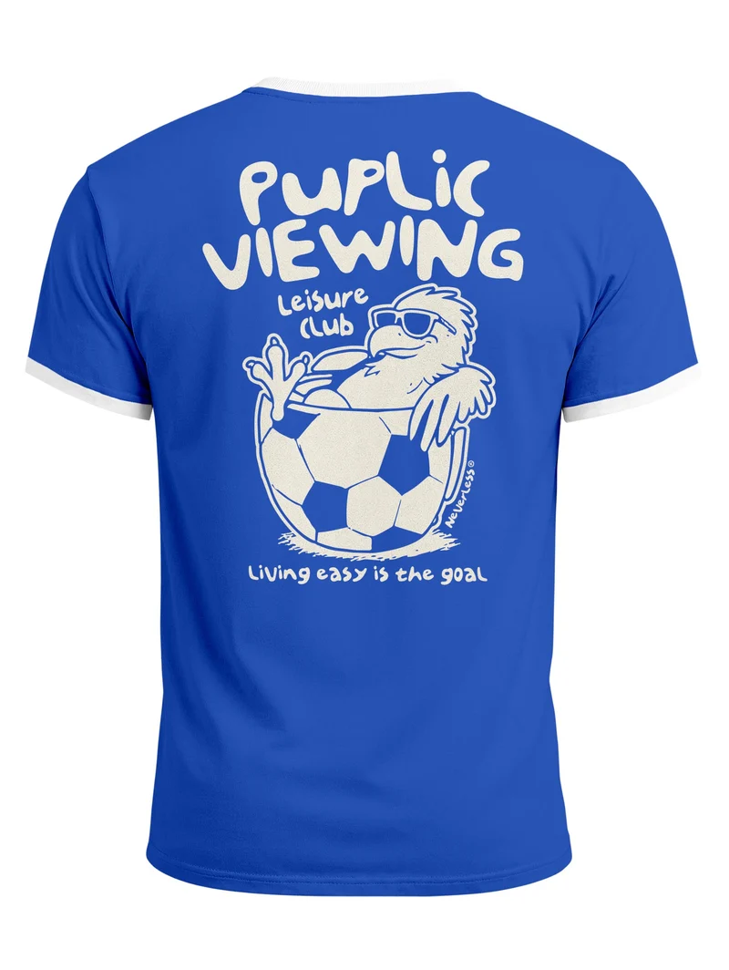 Herren T-Shirt Retro Kontrastbund - Soccer Public Viewing - Printshirt im Vintage-Look