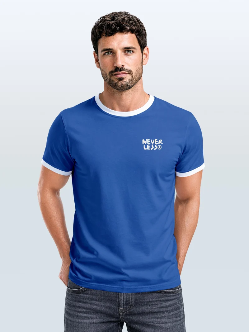 Herren T-Shirt Retro Kontrastbund - Soccer Public Viewing - Printshirt im Vintage-Look