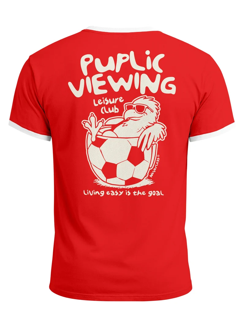 Herren T-Shirt Retro Kontrastbund - Soccer Public Viewing - Printshirt im Vintage-Look