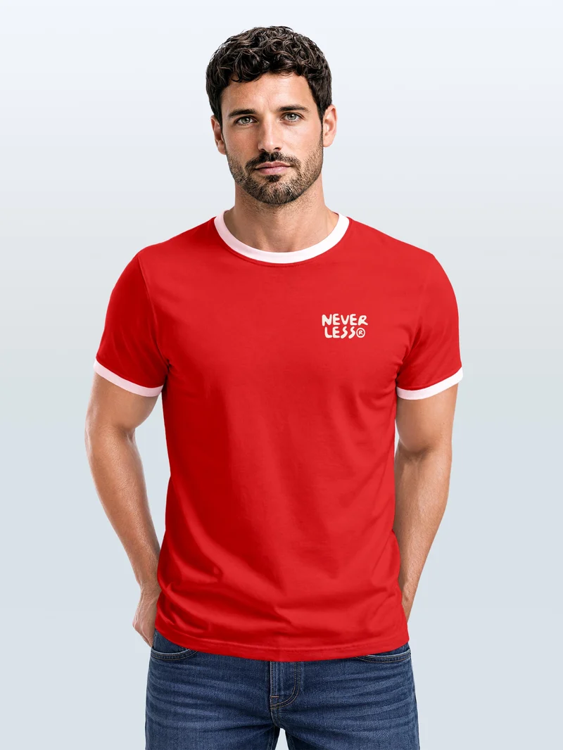 Herren T-Shirt Retro Kontrastbund - Soccer Public Viewing - Printshirt im Vintage-Look