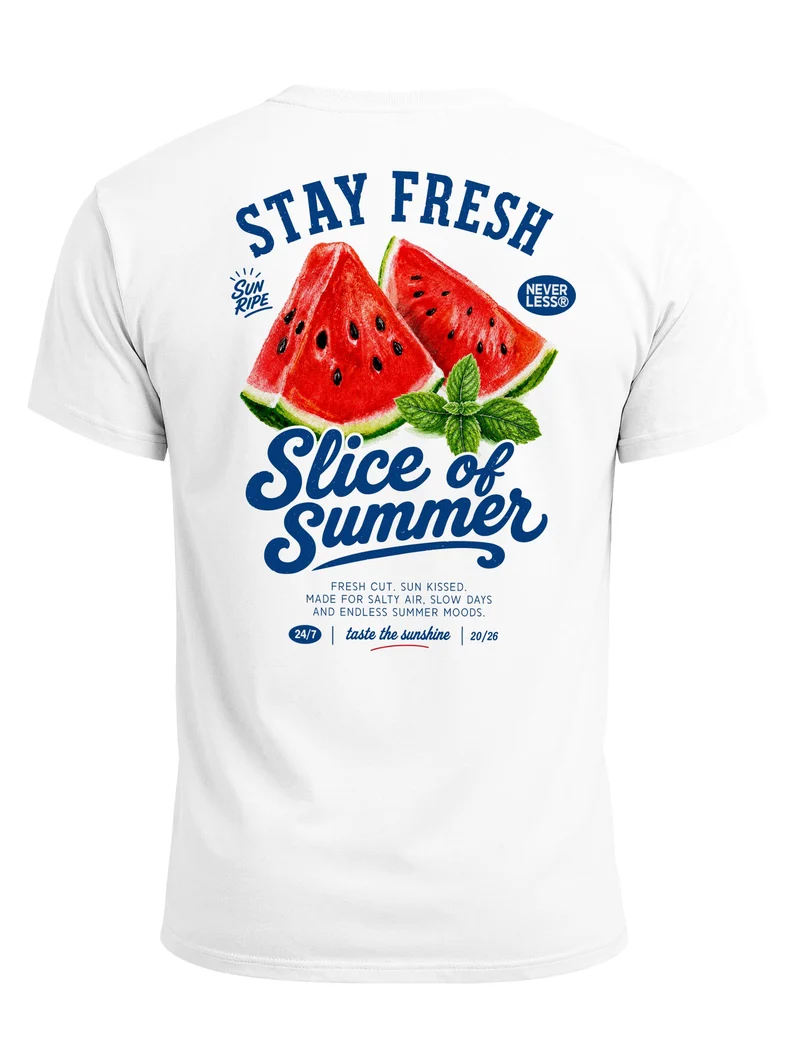 Herren T-Shirt Backprint - Design Watermelon- Baumwollshirt Männer Fashion Streetstyle Slim Fit