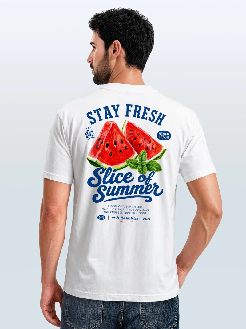 Herren T-Shirt Backprint - Design Watermelon- Baumwollshirt Männer Fashion Streetstyle Slim Fit
