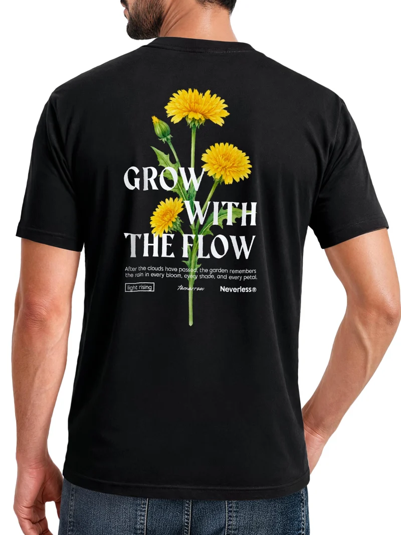 Herren T-Shirt Backprint - Design Dandelion - Baumwollshirt Männer Fashion Streetstyle Slim Fit