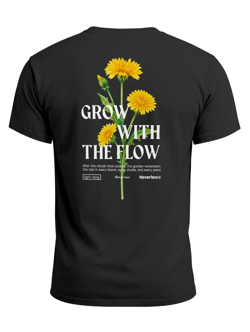 Herren T-Shirt Backprint - Design Dandelion - Baumwollshirt Männer Fashion Streetstyle Slim Fit