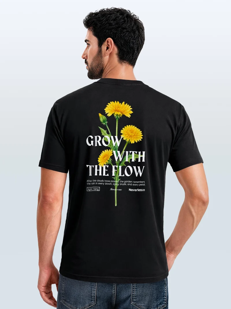 Herren T-Shirt Backprint - Design Dandelion - Baumwollshirt Männer Fashion Streetstyle Slim Fit