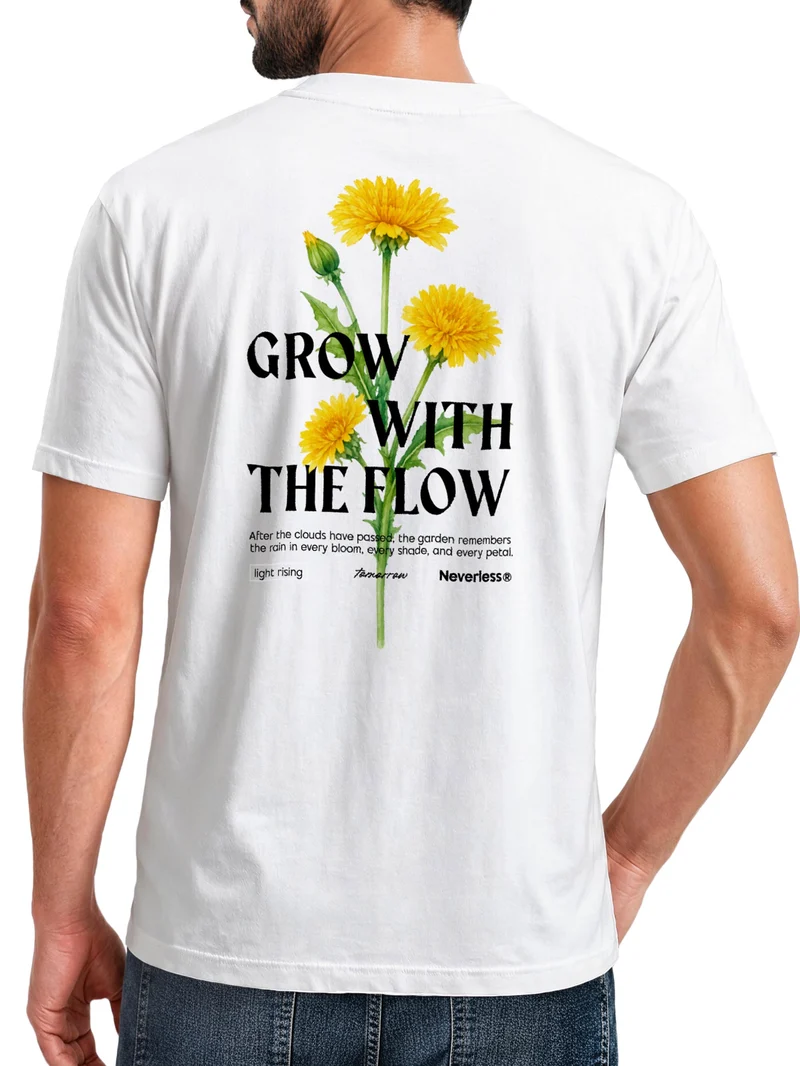 Herren T-Shirt Backprint - Design Dandelion - Baumwollshirt Männer Fashion Streetstyle Slim Fit
