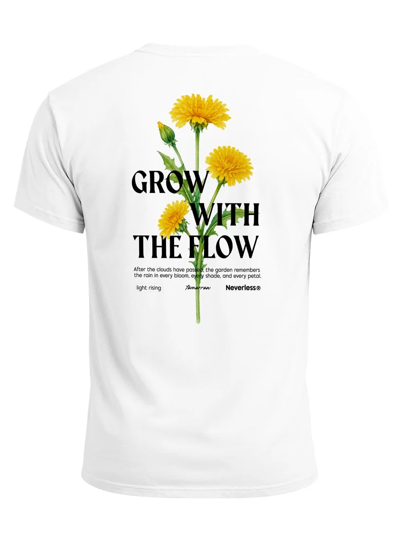 Herren T-Shirt Backprint - Design Dandelion - Baumwollshirt Männer Fashion Streetstyle Slim Fit