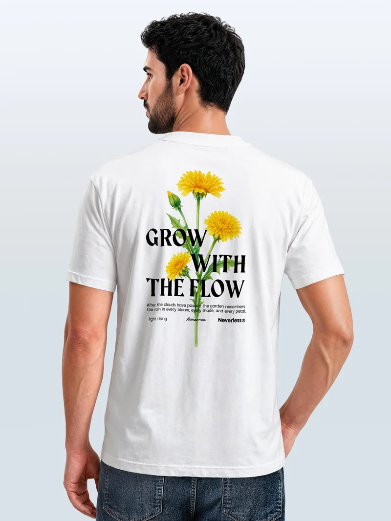 Herren T-Shirt Backprint - Design Dandelion - Baumwollshirt Männer Fashion Streetstyle Slim Fit