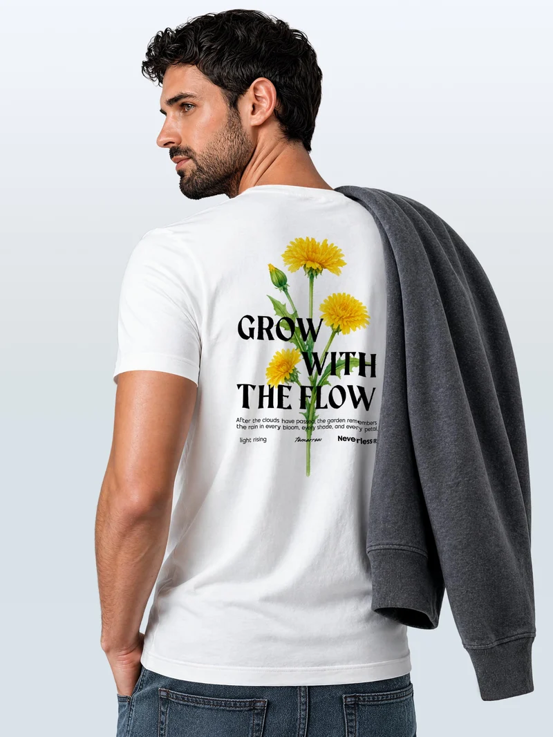 Herren T-Shirt Backprint - Design Dandelion - Baumwollshirt Männer Fashion Streetstyle Slim Fit