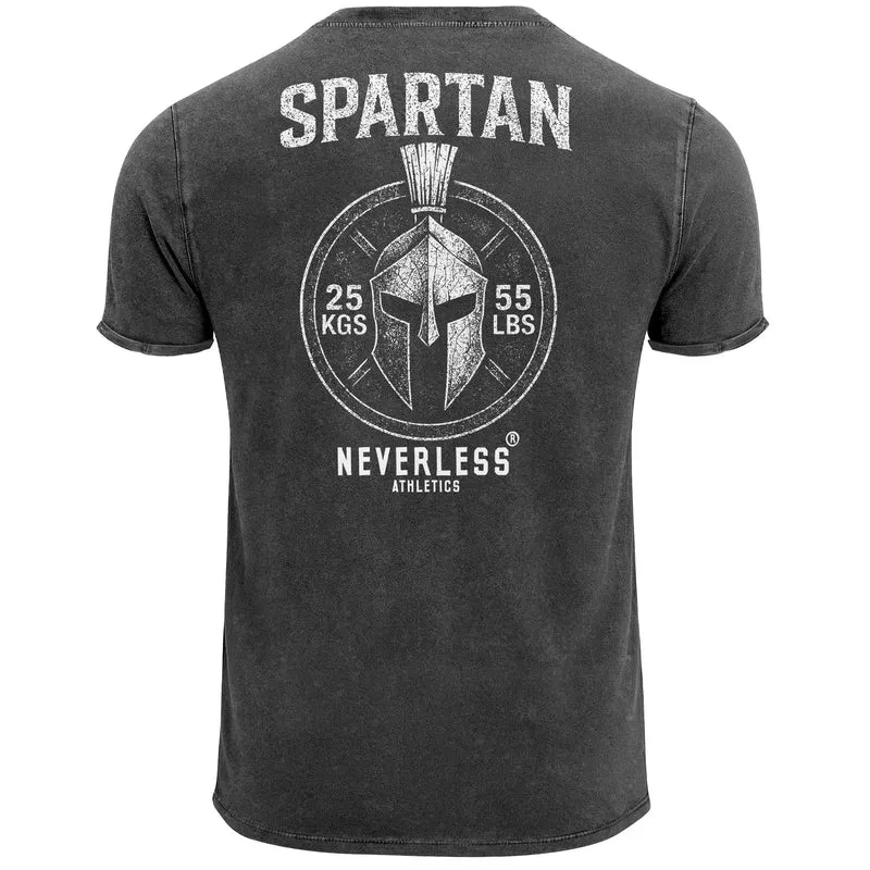 Herren Vintage T-Shirt Backprint– mit Sparta Helm-Motiv Grafikdesign Printshirt Used Look Fashion Streetstyle