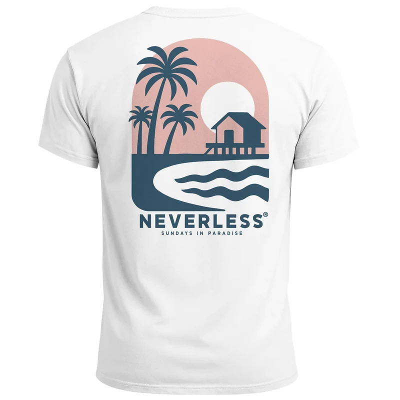 Herren T-Shirt Backprint Sommer Grafikshirt mit Palmen-Print Fashion Streetstyle Kurzarm Baumwolle