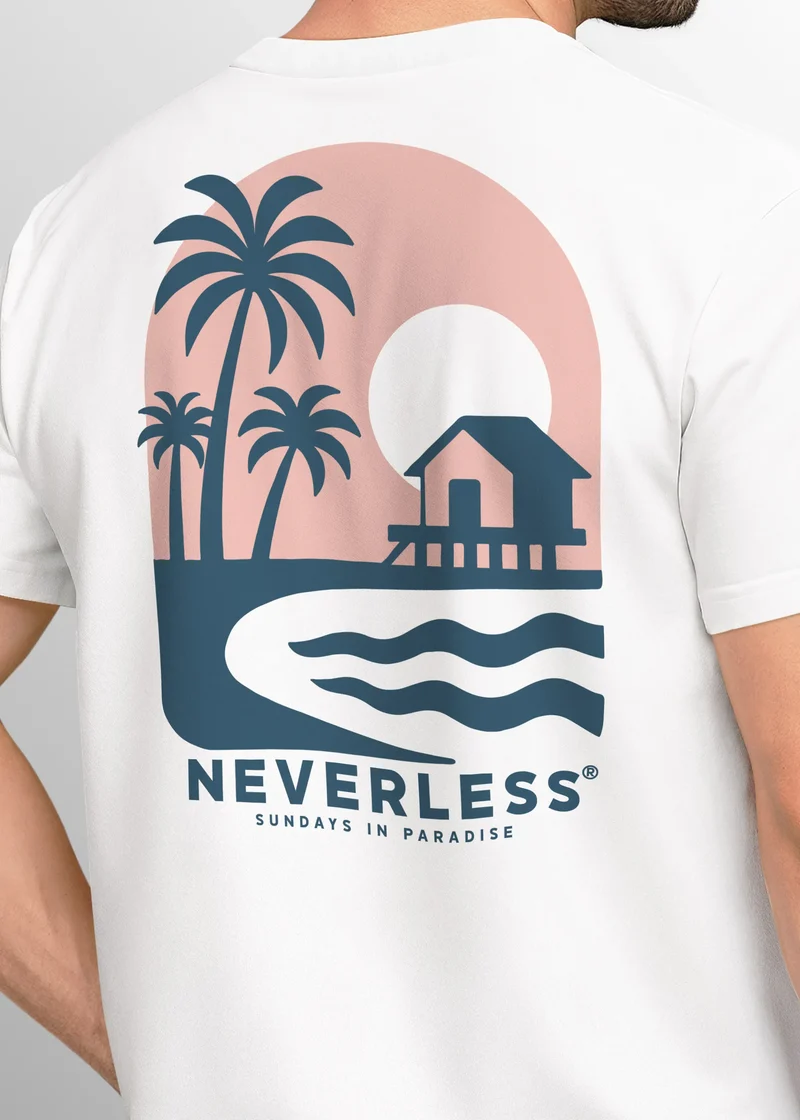 Herren T-Shirt Backprint Sommer Grafikshirt mit Palmen-Print Fashion Streetstyle Kurzarm Baumwolle