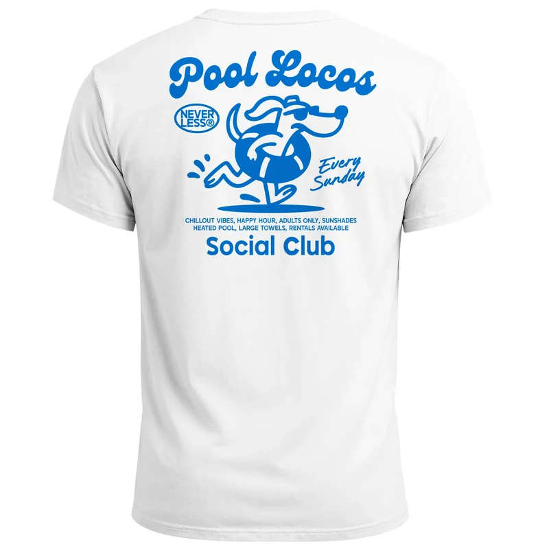 Herren T-Shirt Pool Locos Social Club – Sommer Funshirt mit Alligator Pool Grafik – Lustiges Retro-Design Fashion Streetstyle