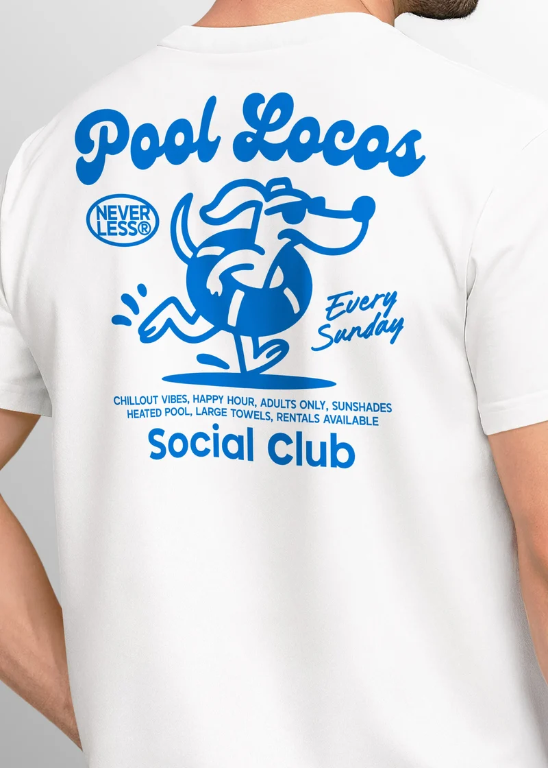 Herren T-Shirt Pool Locos Social Club – Sommer Funshirt mit Alligator Pool Grafik – Lustiges Retro-Design Fashion Streetstyle