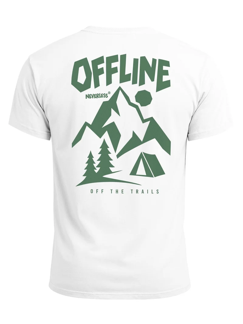 Herren T-Shirt Backprint - Berge Aventure Design - Baumwollshirt Männer Fashion Streetstyle Slim Fit