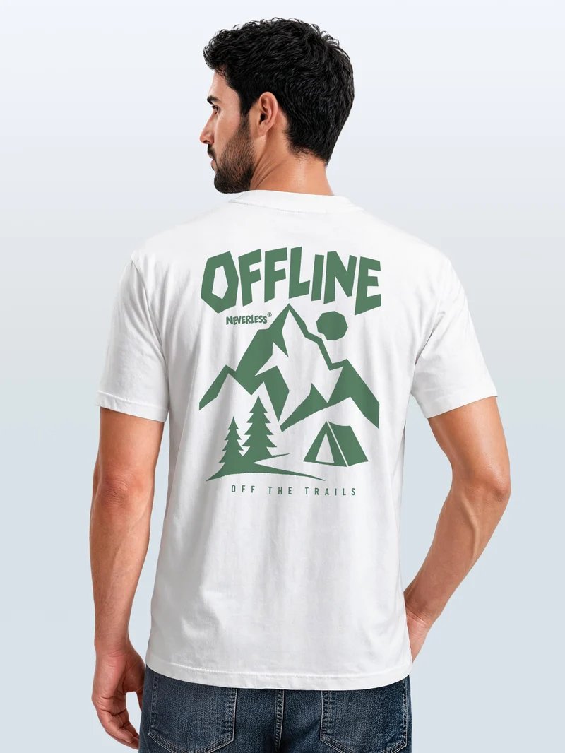 Herren T-Shirt Backprint - Berge Aventure Design - Baumwollshirt Männer Fashion Streetstyle Slim Fit