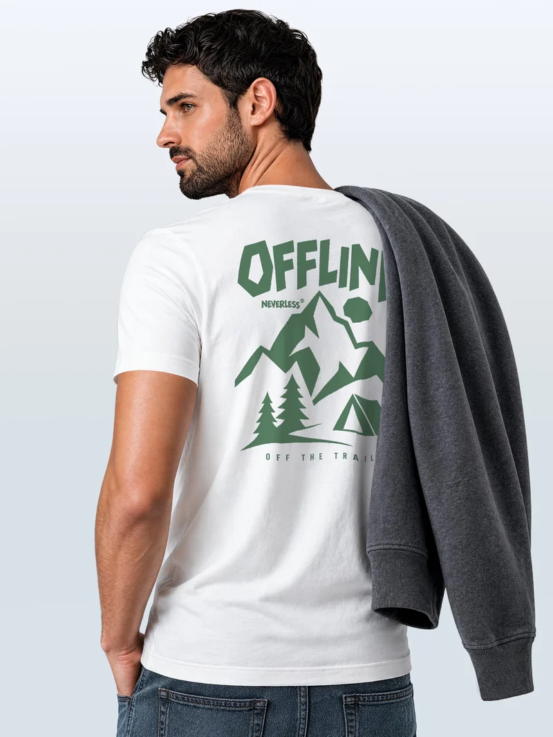 Herren T-Shirt Backprint - Berge Aventure Design - Baumwollshirt Männer Fashion Streetstyle Slim Fit