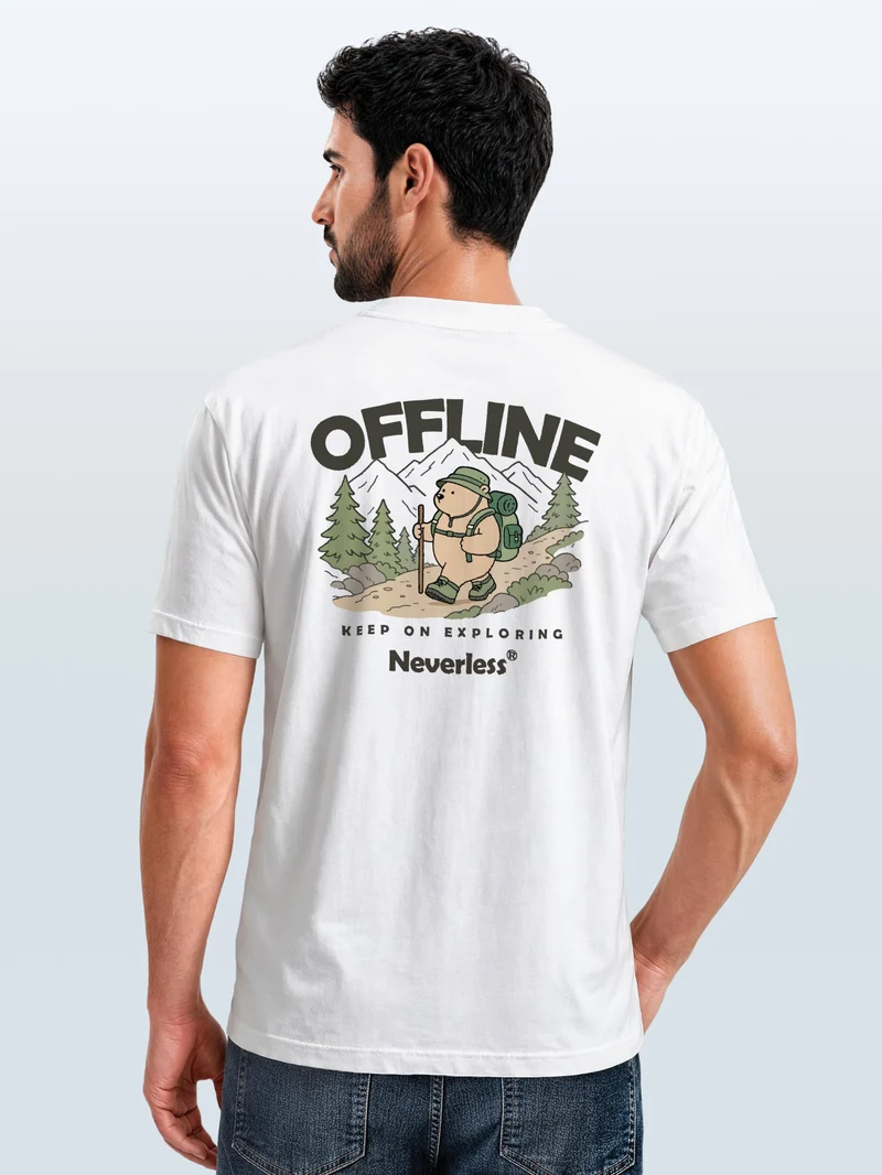 Herren T-Shirt Backprint - Outdoor Bär Design - Baumwollshirt Männer Fashion Streetstyle Slim Fit