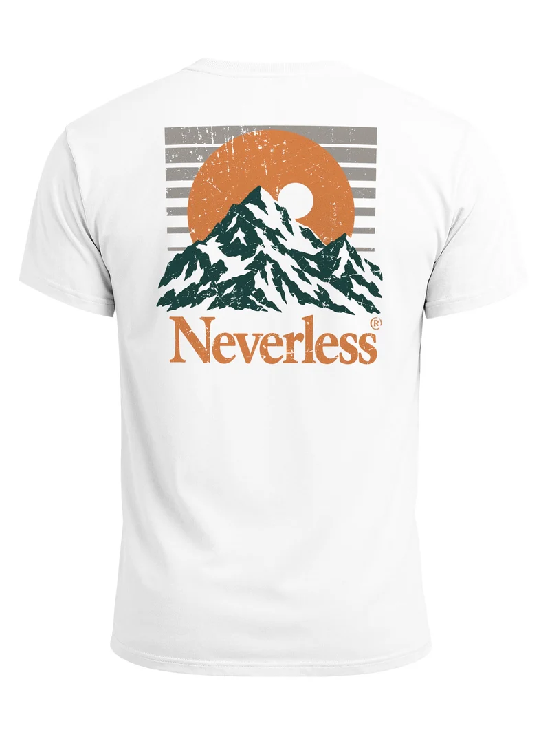 Herren T-Shirt Retro Mountain Sun Backprint Slim Fit