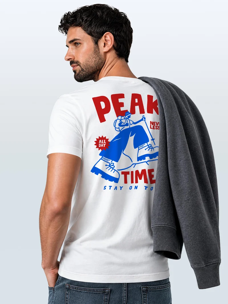Herren T-Shirt Peak Times Hiking Backprint Slim Fit