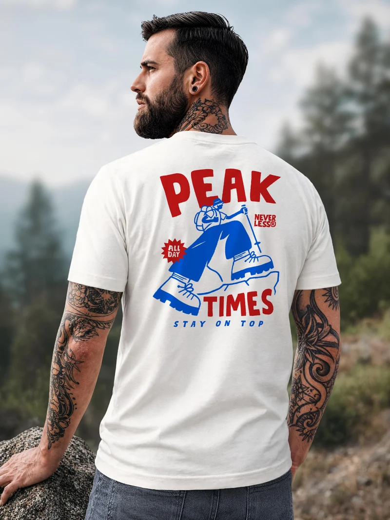 Herren T-Shirt Peak Times Hiking Backprint Slim Fit