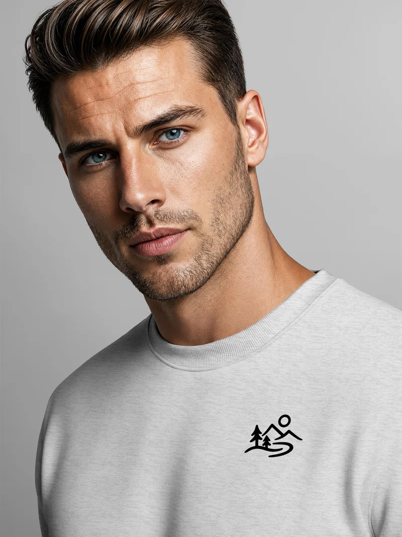 Herren Sweatshirt Mountain Outdoor Brustprint Regular Fit