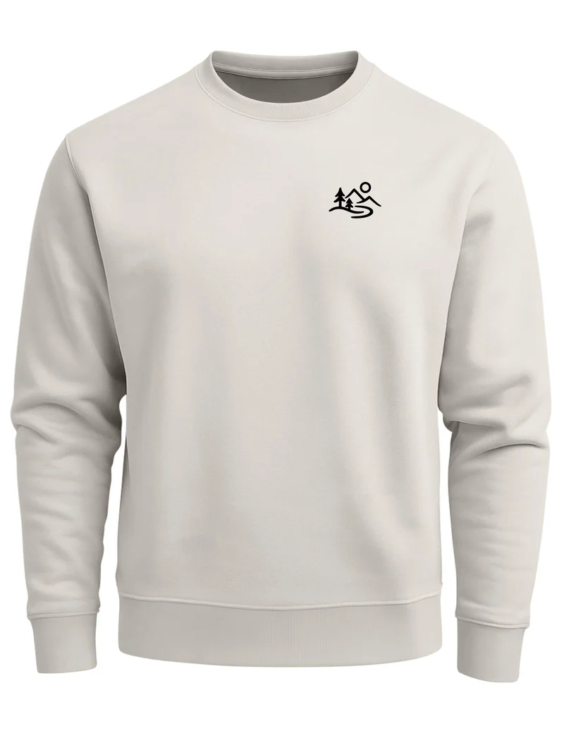 Herren Sweatshirt Mountain Outdoor Brustprint Regular Fit