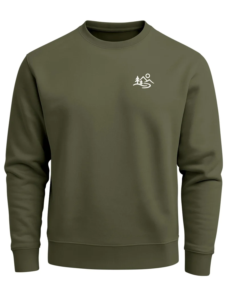 Herren Sweatshirt Mountain Outdoor Brustprint Regular Fit