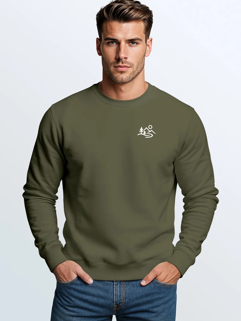 Herren Sweatshirt Mountain Outdoor Brustprint Regular Fit