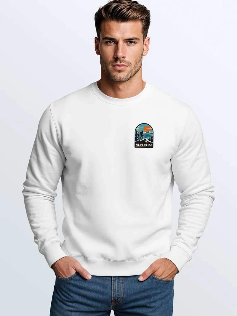 Herren Sweatshirt Mountain Brustprint Regular Fit
