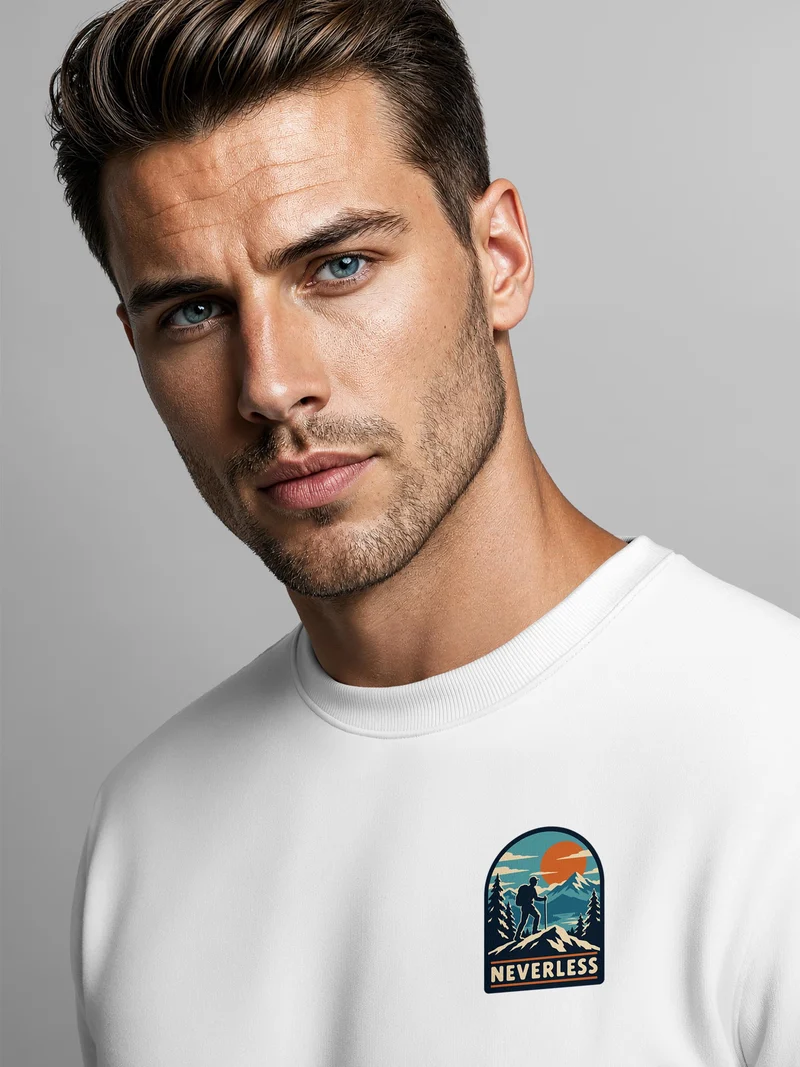 Herren Sweatshirt Mountain Brustprint Regular Fit