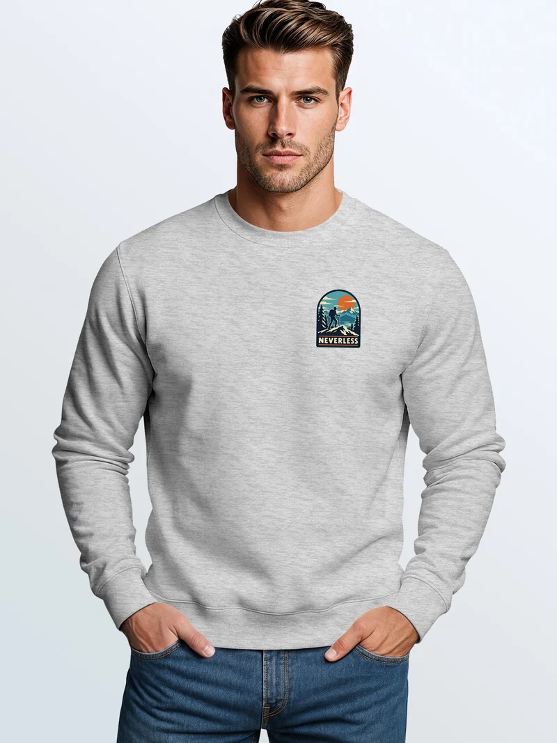 Herren Sweatshirt Mountain Brustprint Regular Fit
