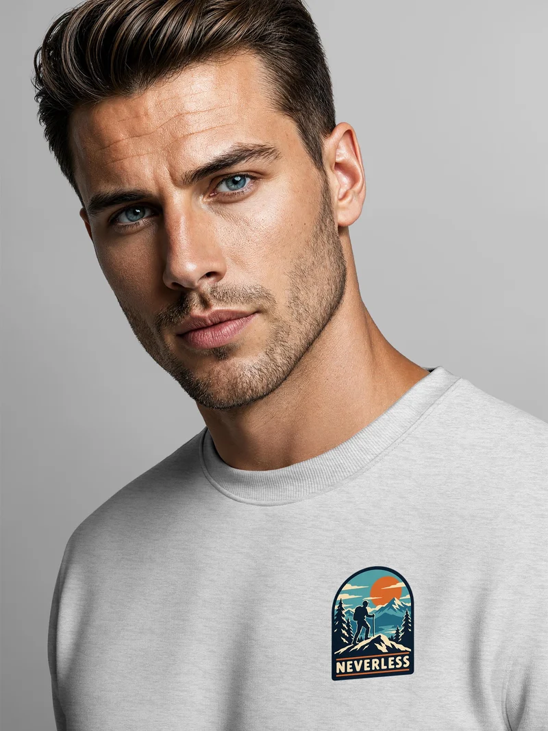 Herren Sweatshirt Mountain Brustprint Regular Fit