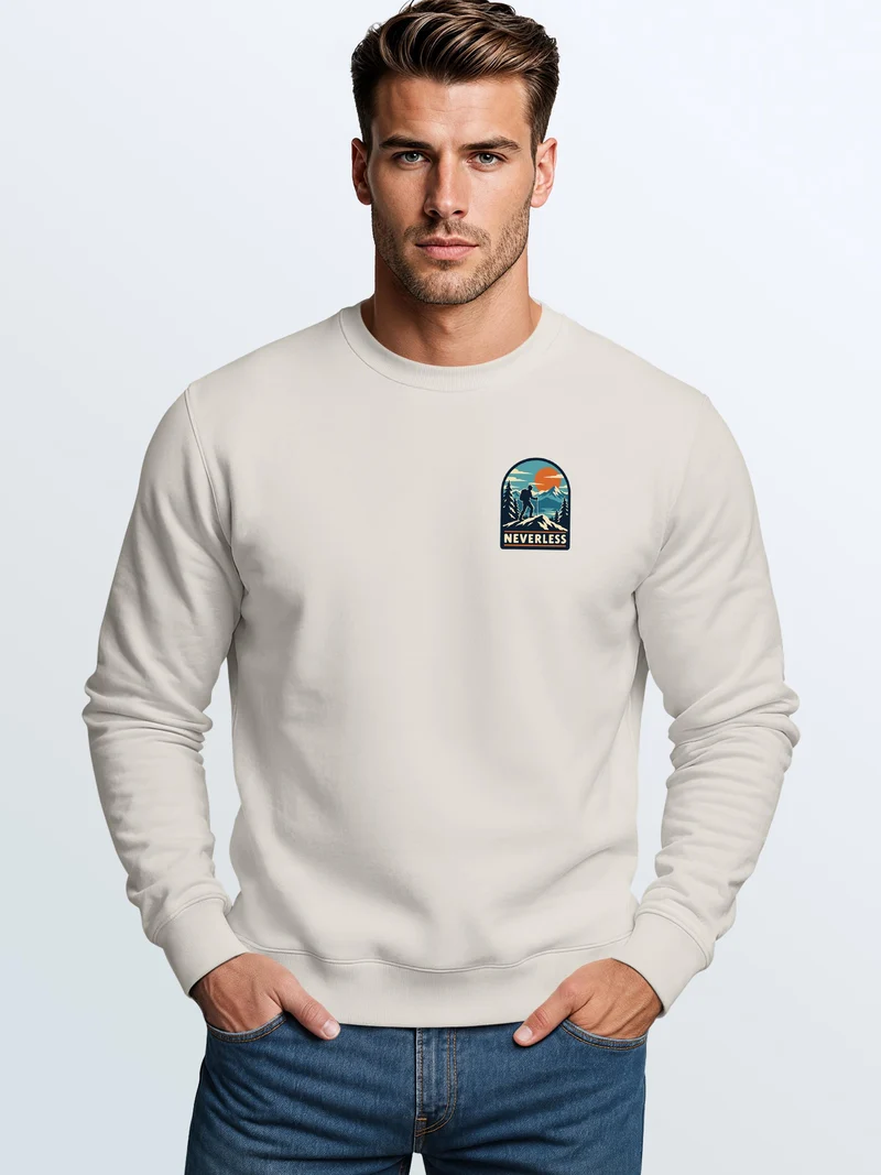 Herren Sweatshirt Mountain Brustprint Regular Fit